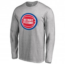 Detroit Pistons Heather Gray Primary Logo Long Sleeve T-Shirt