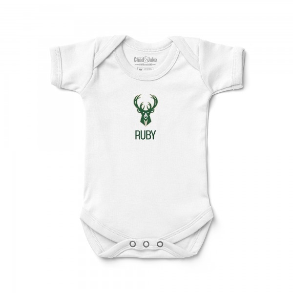 Малышам Milwaukee Bucks White Personalized Bodysuit