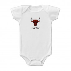 Малышам Chicago Bulls White Personalized Bodysuit