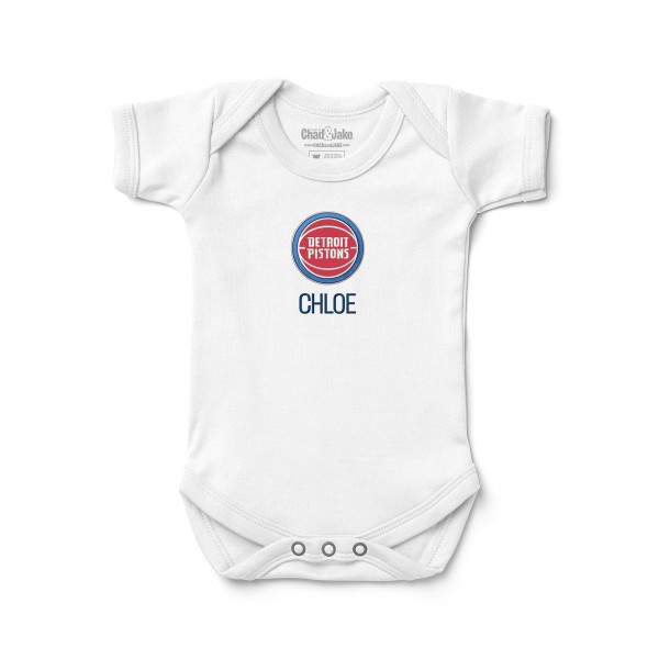 Малышам Detroit Pistons White Personalized Bodysuit