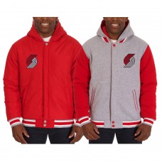Куртка двусторонняя флисовая Portland Trail Blazers JH Design Two-Tone - Red/Gray