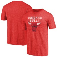 Футболка Chicago Bulls Heather Red Distressed Team Logo Tri-Blend