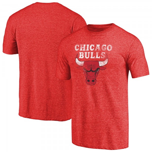 Футболка Chicago Bulls Heather Red Distressed Team Logo Tri-Blend