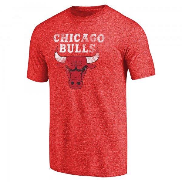 Футболка Chicago Bulls Heather Red Distressed Team Logo Tri-Blend