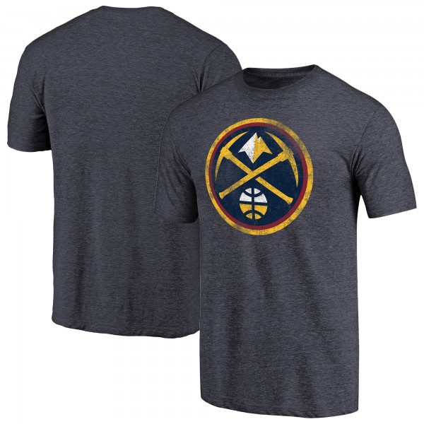 Denver Nuggets Heather Navy Distressed Team Logo Tri-Blend T-Shirt