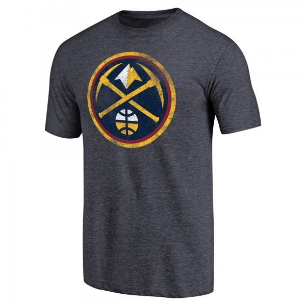 Denver Nuggets Heather Navy Distressed Team Logo Tri-Blend T-Shirt