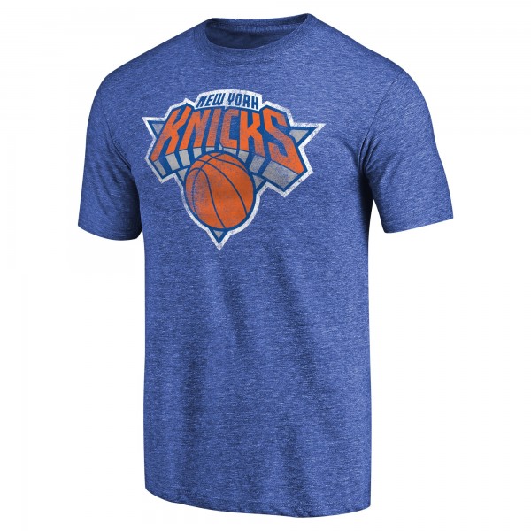 Футболка New York Knicks Distressed Team Logo Tri-Blend - Heather Royal