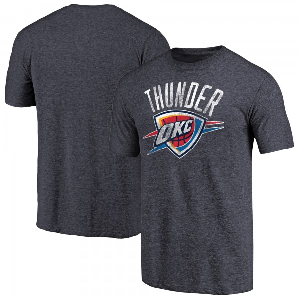 Футболка Oklahoma City Thunder Heather Navy Distressed Team Logo Tri-Blend