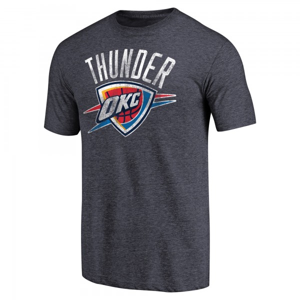 Футболка Oklahoma City Thunder Heather Navy Distressed Team Logo Tri-Blend
