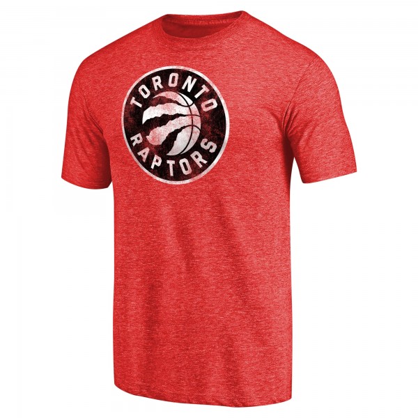 Toronto Raptors Heather Red Distressed Team Logo Tri-Blend T-Shirt