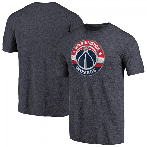 Washington Wizards Heather Navy Distressed Team Logo Tri-Blend T-Shirt
