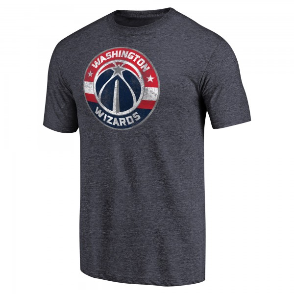 Washington Wizards Heather Navy Distressed Team Logo Tri-Blend T-Shirt