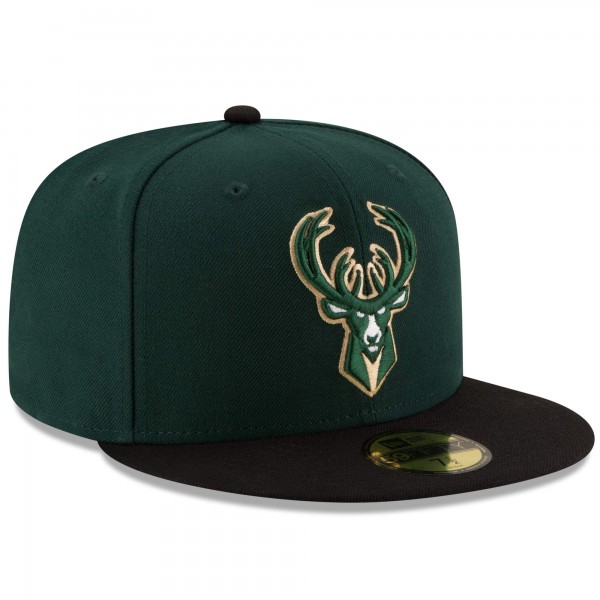 Бейсболка Milwaukee Bucks New Era Official Team Color 2Tone 59FIFTY - Green/Black