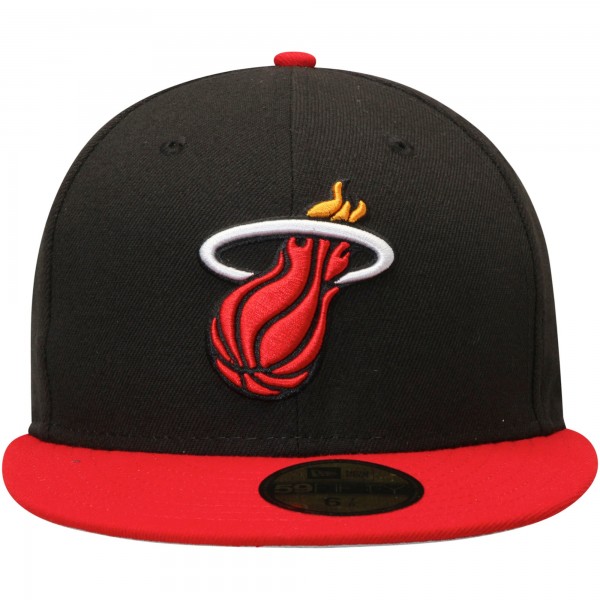Бейсболка Miami Heat New Era Black/Red Official Team Color 2Tone 59FIFTY