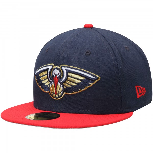 Бейсболка New Orleans Pelicans New Era Official Team Color 2Tone 59FIFTY - Navy/Red - официальный мерч NBA