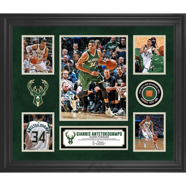 Milwaukee Bucks Giannis Antetokounmpo Fanatics Authentic Framed 5-Photo Collage with a Piece of Team-Used Basketball