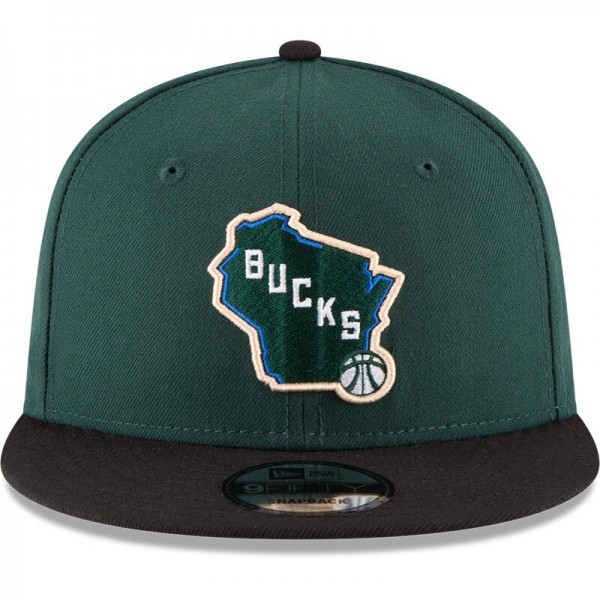 Бейсболка Milwaukee Bucks New Era 2-Tone 9FIFTY Adjustable - Hunter Green/Black