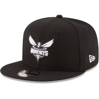 Бейсболка Charlotte Hornets New Era Black Black & White Logo 9FIFTY