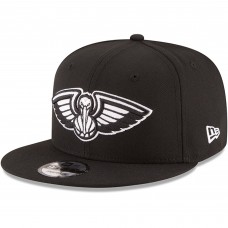 Бейсболка New Orleans Pelicans New Era Black Black & White Logo 9FIFTY Adjustable