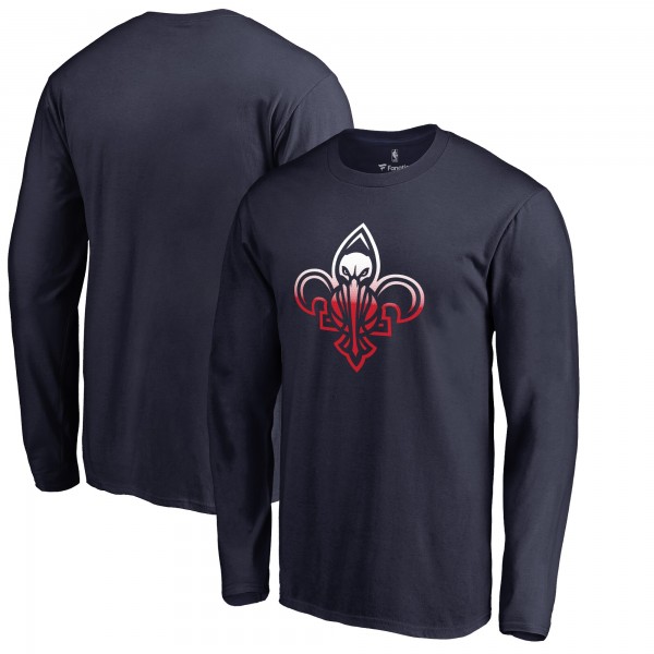 Футболка с длинным рукавом New Orleans Pelicans Gradient Logo - Navy