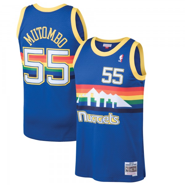 Игровая майка Dikembe Mutombo Denver Nuggets Mitchell & Ness 1991-92 Hardwood Classics Swingman - Blue - оригинальная джерси НБА