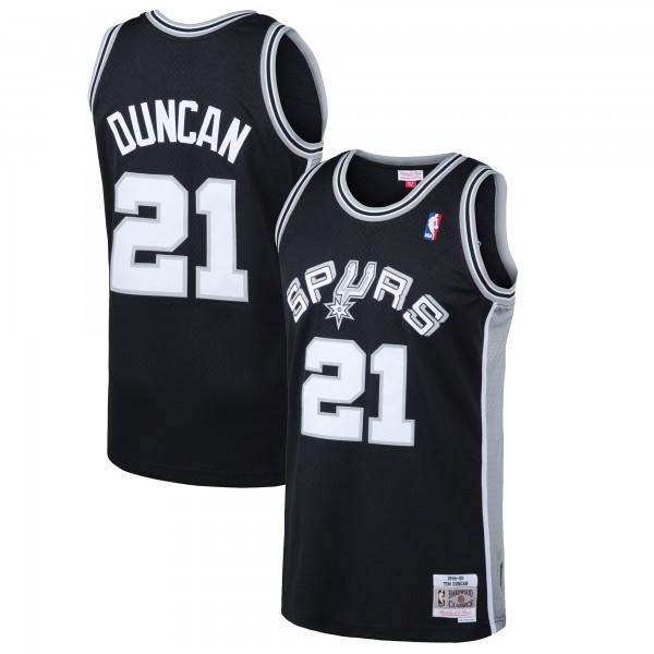 Игровая майка Tim Duncan San Antonio Spurs Mitchell & Ness 1998-99 Hardwood Classics Swingman - Black - оригинальная джерси НБА
