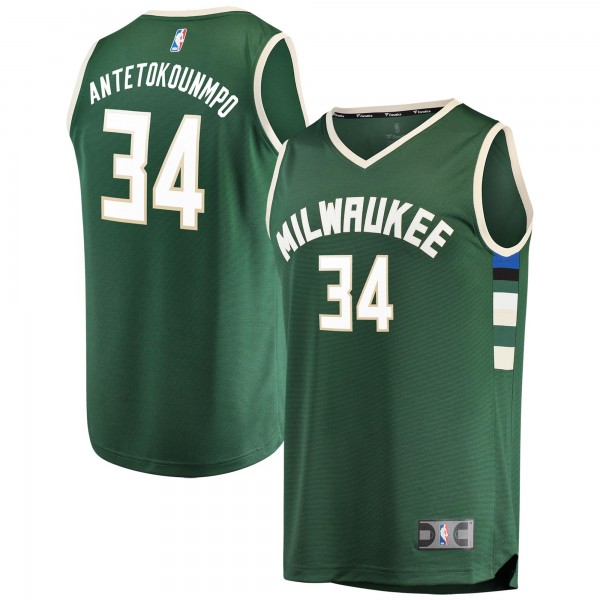 Игровая форма  Giannis Antetokounmpo Milwaukee Bucks Youth Fast Break Replica Green - Icon Edition