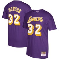 Футболка Los Angeles Lakers Magic Johnson Mitchell & Ness Purple Hardwood Classics Name & Number
