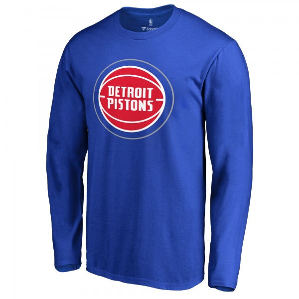 Detroit Pistons Royal Primary Logo 2 Long Sleeve T-Shirt
