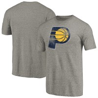 Indiana Pacers Heather Gray Distressed Team Logo Tri-Blend T-Shirt