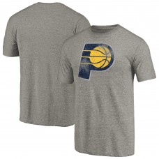 Indiana Pacers Heather Gray Distressed Team Logo Tri-Blend T-Shirt