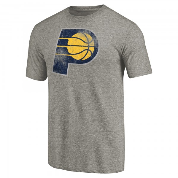 Indiana Pacers Heather Gray Distressed Team Logo Tri-Blend T-Shirt
