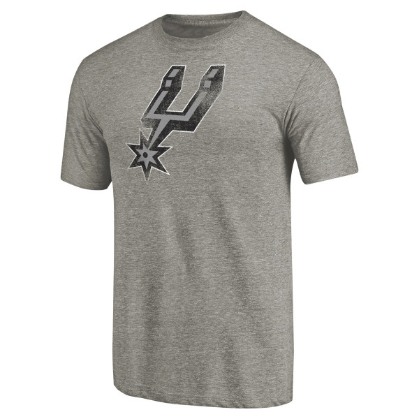 Футболка San Antonio Spurs Heather Gray Distressed Team Logo Tri-Blend