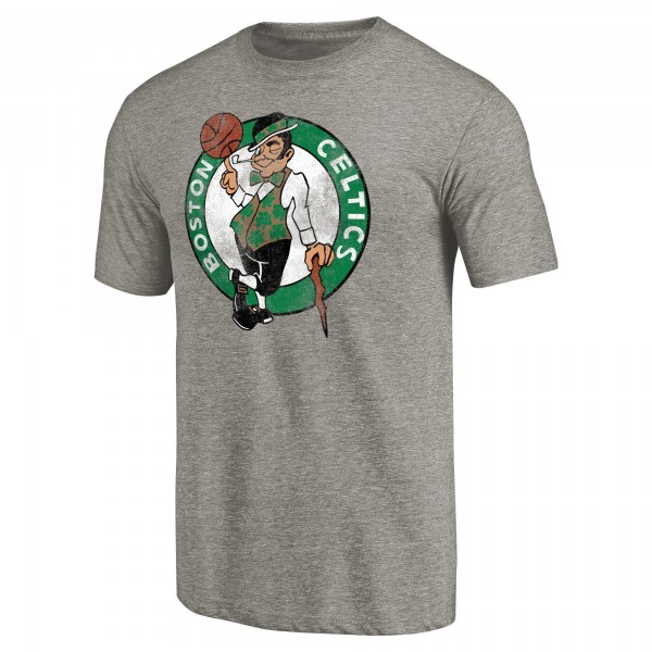 Футболка Boston Celtics Distressed Team Logo 2 Tri-Blend V-Neck - Heathered Gray
