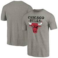 Футболка Chicago Bulls Heather Gray Distressed Team Logo Tri-Blend