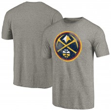 Denver Nuggets Heather Gray Distressed Team Logo Tri-Blend T-Shirt