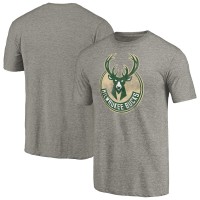Футболка Milwaukee Bucks Distressed Team Logo Tri-Blend - Heather Gray