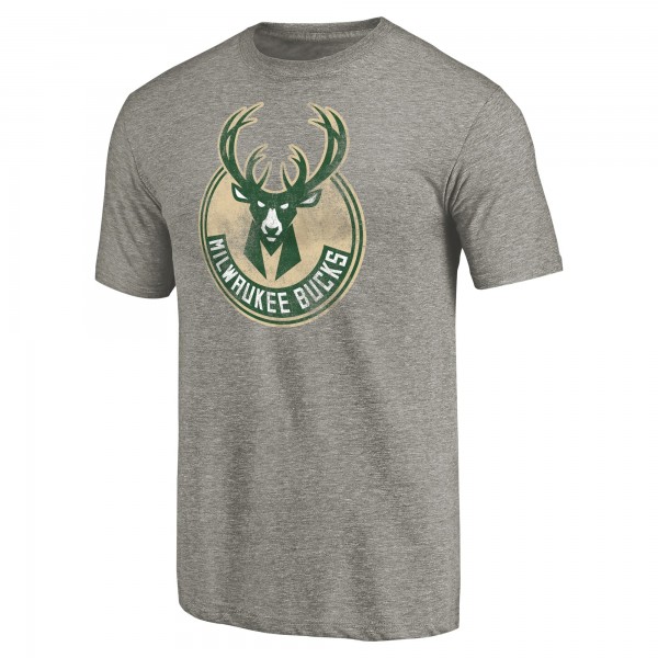Футболка Milwaukee Bucks Distressed Team Logo Tri-Blend - Heather Gray