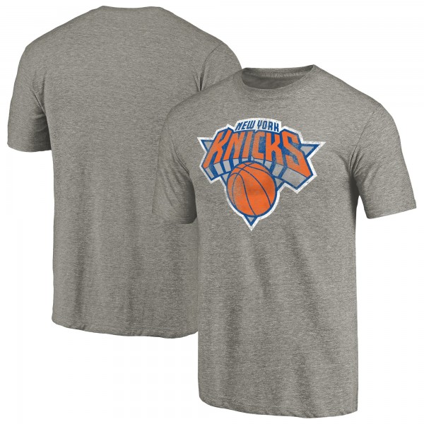 Футболка New York Knicks Distressed Team Logo Tri-Blend - Heather Gray