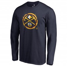 Denver Nuggets Navy Splatter Logo Long Sleeve T-Shirt
