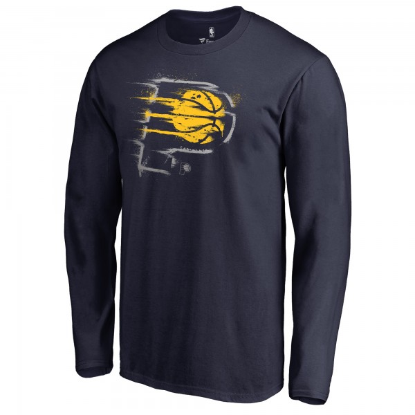 Indiana Pacers Navy Splatter Logo Long Sleeve T-Shirt