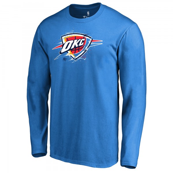 Футболка с длинным рукавом Oklahoma City Thunder Blue Splatter Logo