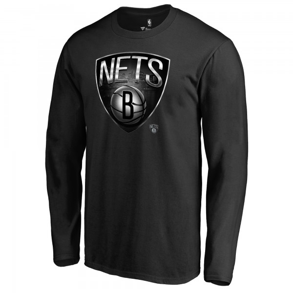Футболка с длинным рукавом Brooklyn Nets Black Midnight Mascot