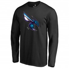 Футболка с длинным рукавом Charlotte Hornets Black Midnight Mascot