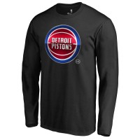 Detroit Pistons Black Midnight Mascot Long Sleeve T-Shirt