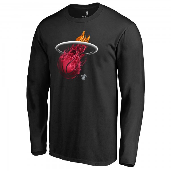 Футболка с длинным рукавом Miami Heat Black Midnight Mascot