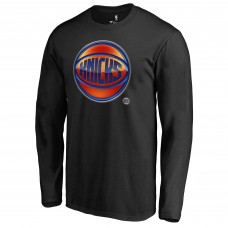 New York Knicks Black Midnight Mascot Long Sleeve T-Shirt