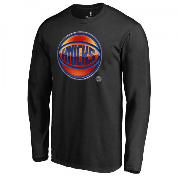 New York Knicks Black Midnight Mascot Long Sleeve T-Shirt