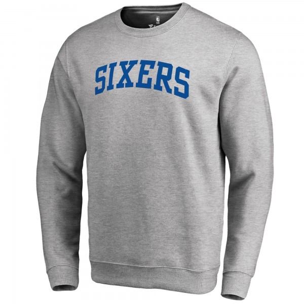 Philadelphia 76ers Heathered Gray Wordmark II Pullover Sweatshirt