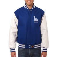 Los Angeles Dodgers JH Design Royal Wool Leather Full-Snap Jacket